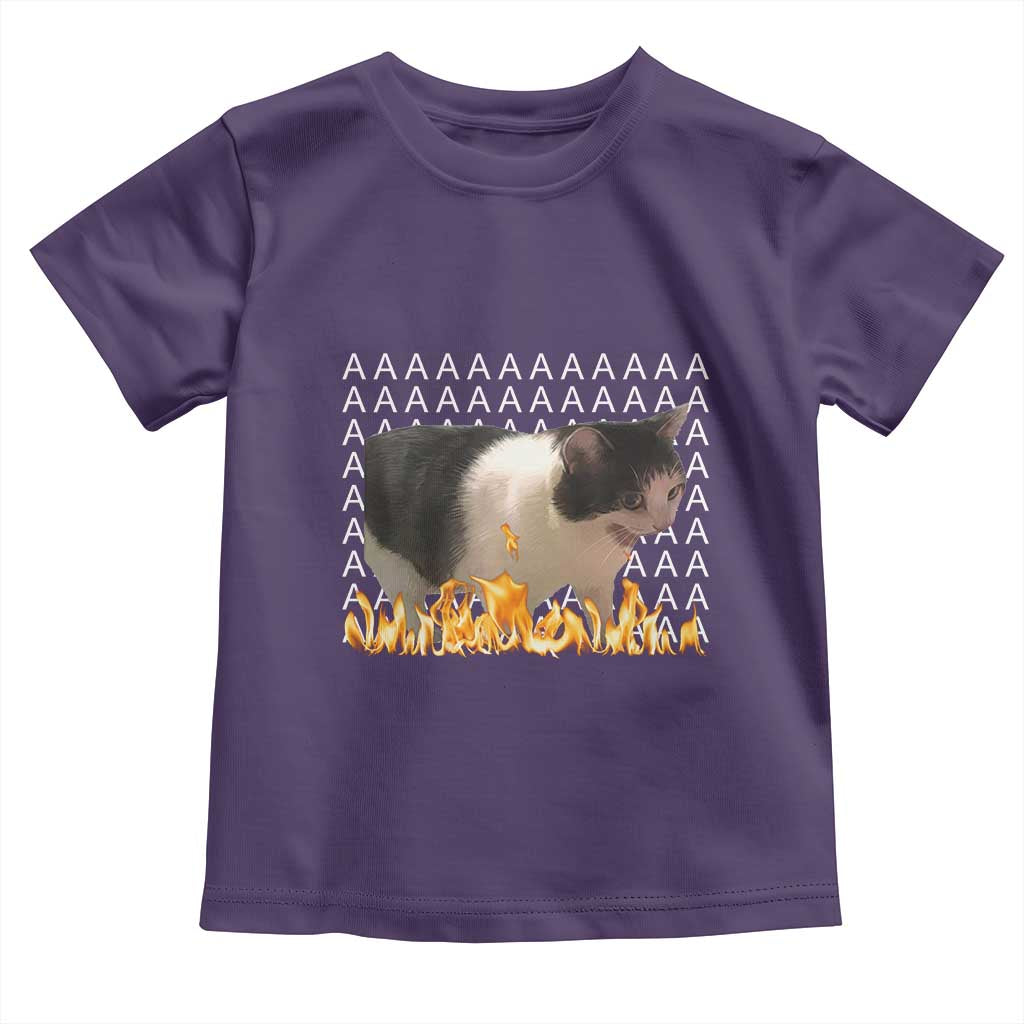 Screaming Cat Meme Toddler T Shirt Funny Internet Gen Z Cat Lover TS14 Purple Print Your Wear
