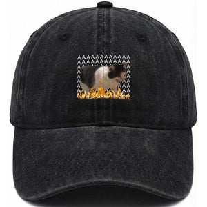 Screaming Cat Meme Washed Cotton Baseball Cap Funny Internet Gen Z Cat Lover TS14 Washed Cap Universal Fit Black Print Your Wear