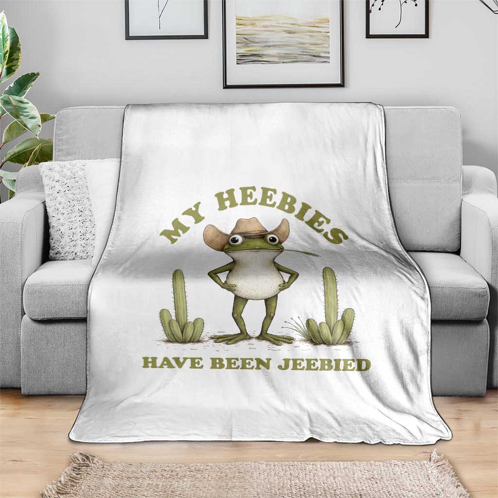 Funny Cowboy Frog Meme Throw Blanket My Heebies Have Been Jeebied TS14 Print Your Wear