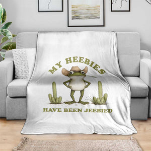 Funny Cowboy Frog Meme Throw Blanket My Heebies Have Been Jeebied TS14 Print Your Wear