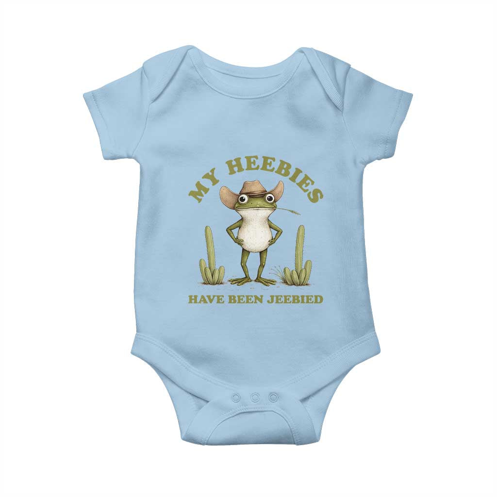 Funny Cowboy Frog Meme Baby Onesie My Heebies Have Been Jeebied TS14 Light Blue Print Your Wear