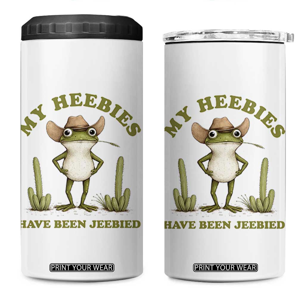Funny Cowboy Frog Meme 4 in 1 Can Cooler Tumbler My Heebies Have Been Jeebied TS14 One Size: 16 oz White Print Your Wear
