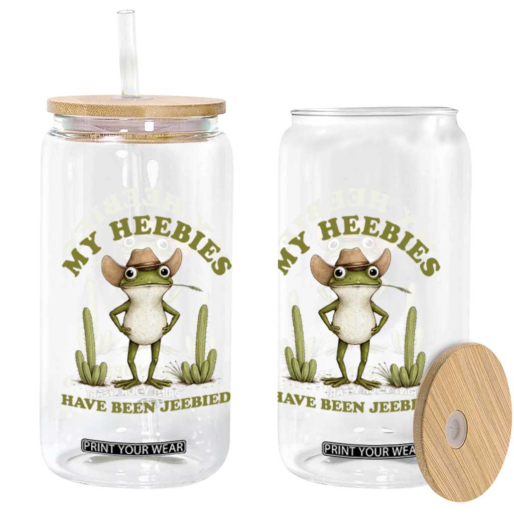 Funny Cowboy Frog Meme Glass Can My Heebies Have Been Jeebied TS14 Print Your Wear