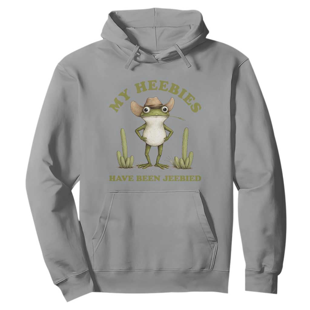 Funny Cowboy Frog Meme Hoodie My Heebies Have Been Jeebied TS14 Sport Gray Print Your Wear