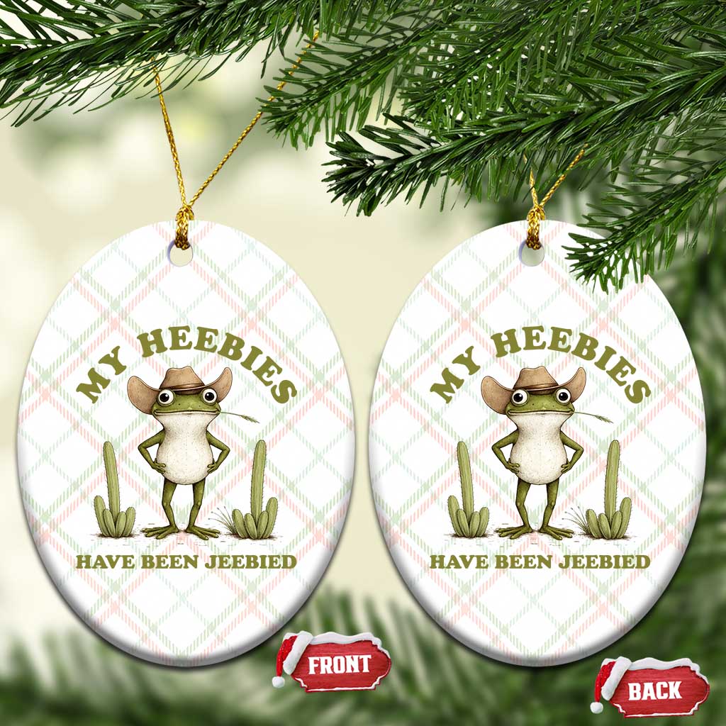 Funny Cowboy Frog Meme Ceramic Ornament My Heebies Have Been Jeebied TS14 Print Your Wear