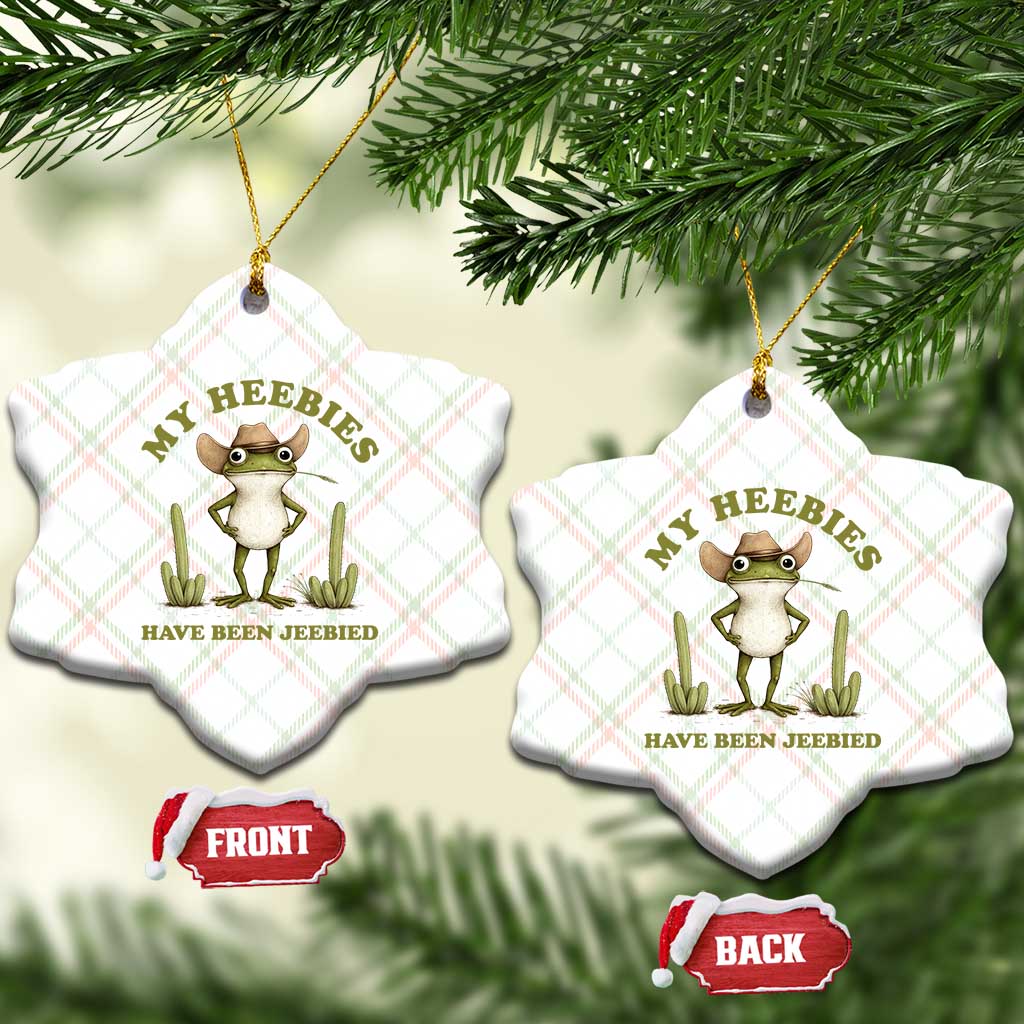 Funny Cowboy Frog Meme Ceramic Ornament My Heebies Have Been Jeebied TS14 Print Your Wear