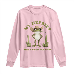 Funny Cowboy Frog Meme Long Sleeve Shirt My Heebies Have Been Jeebied TS14 Light Pink Print Your Wear