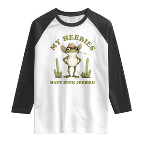 Funny Cowboy Frog Meme Raglan Shirt My Heebies Have Been Jeebied TS14 White Black Print Your Wear