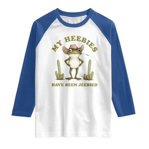 Funny Cowboy Frog Meme Raglan Shirt My Heebies Have Been Jeebied TS14 White Royal Print Your Wear