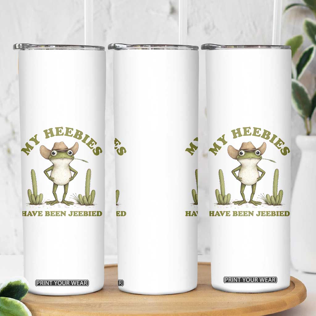 Funny Cowboy Frog Meme Skinny Tumbler My Heebies Have Been Jeebied TS14 Print Your Wear