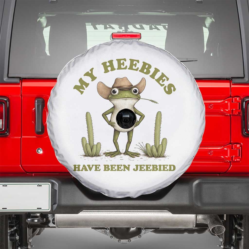 Funny Cowboy Frog Meme Spare Tire Cover My Heebies Have Been Jeebied TS14 White Print Your Wear