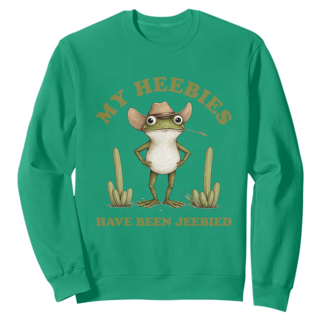 Funny Cowboy Frog Meme Sweatshirt My Heebies Have Been Jeebied TS14 Irish Green Print Your Wear
