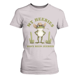Funny Cowboy Frog Meme T Shirt For Women My Heebies Have Been Jeebied TS14 Ice Gray Print Your Wear