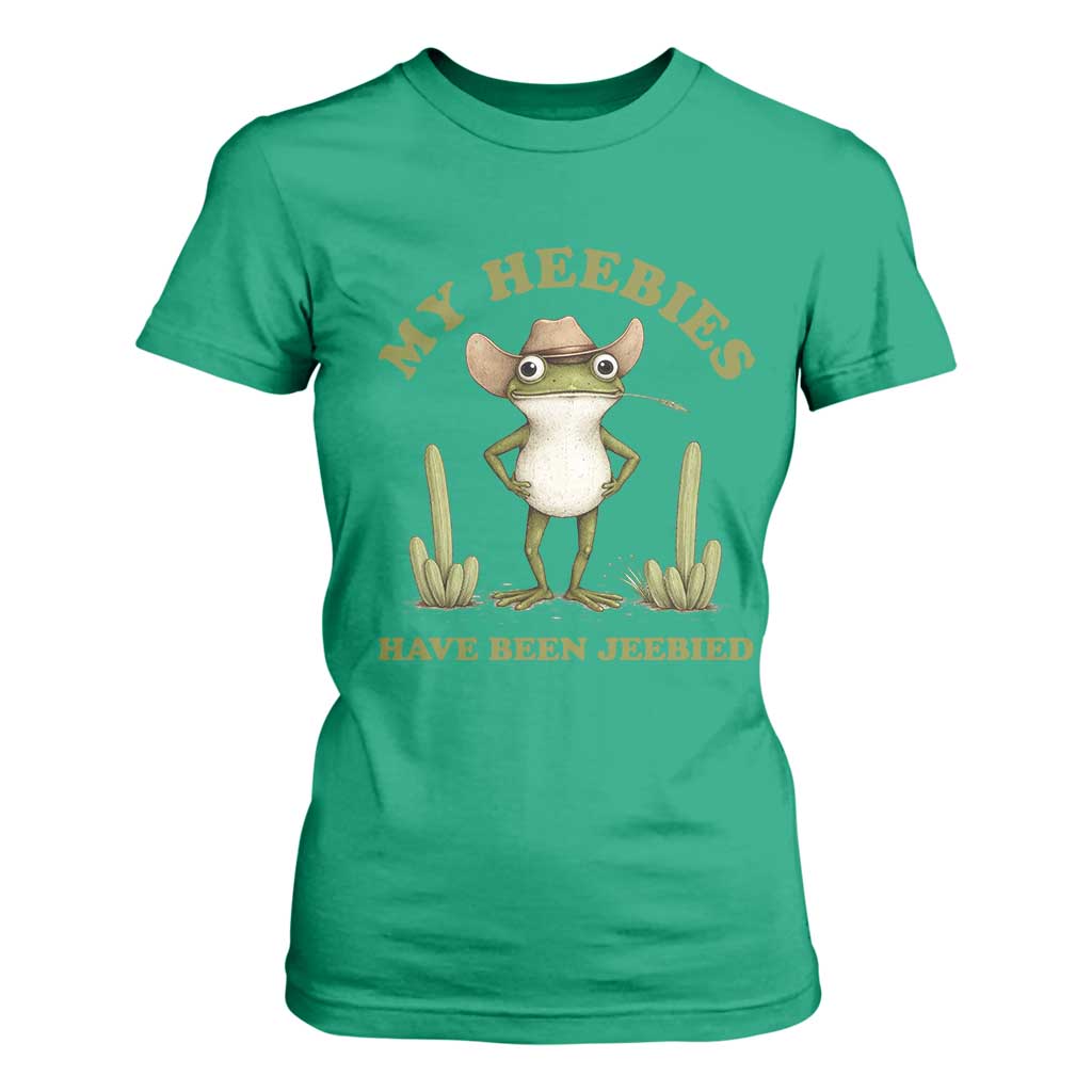 Funny Cowboy Frog Meme T Shirt For Women My Heebies Have Been Jeebied TS14 Irish Green Print Your Wear