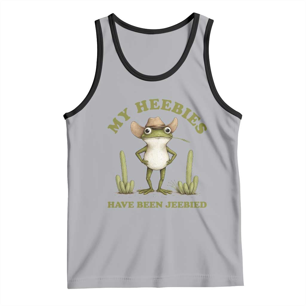 Funny Cowboy Frog Meme Tank Top My Heebies Have Been Jeebied TS14 Athletic Heather Black Print Your Wear