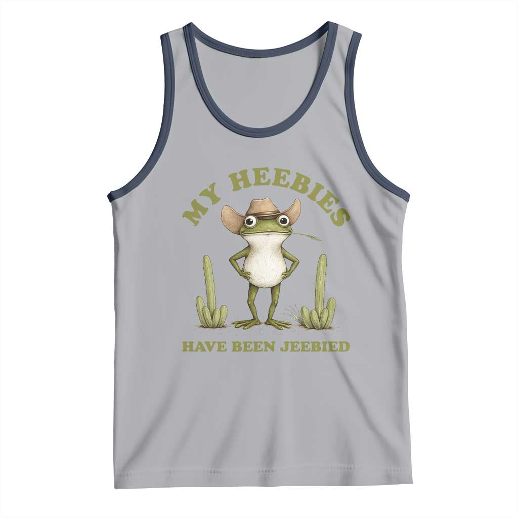Funny Cowboy Frog Meme Tank Top My Heebies Have Been Jeebied TS14 Athletic Heather Navy Print Your Wear
