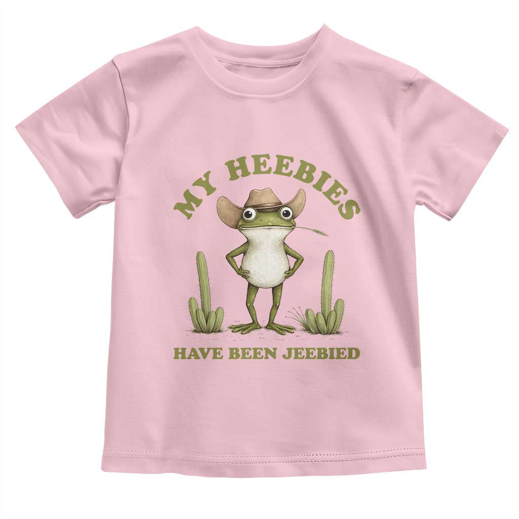 Funny Cowboy Frog Meme Toddler T Shirt My Heebies Have Been Jeebied TS14 Light Pink Print Your Wear
