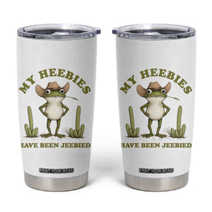 Funny Cowboy Frog Meme Tumbler Cup My Heebies Have Been Jeebied TS14 White Print Your Wear