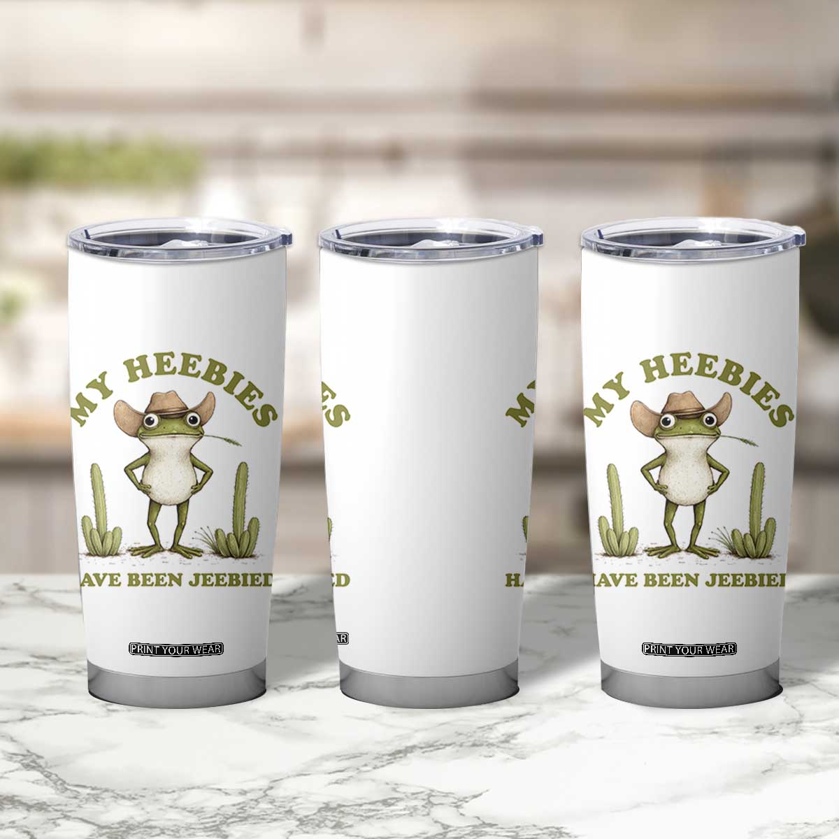 Funny Cowboy Frog Meme Tumbler Cup My Heebies Have Been Jeebied TS14 Print Your Wear
