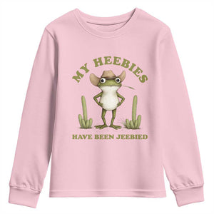 Funny Cowboy Frog Meme Youth Sweatshirt My Heebies Have Been Jeebied TS14 Light Pink Print Your Wear