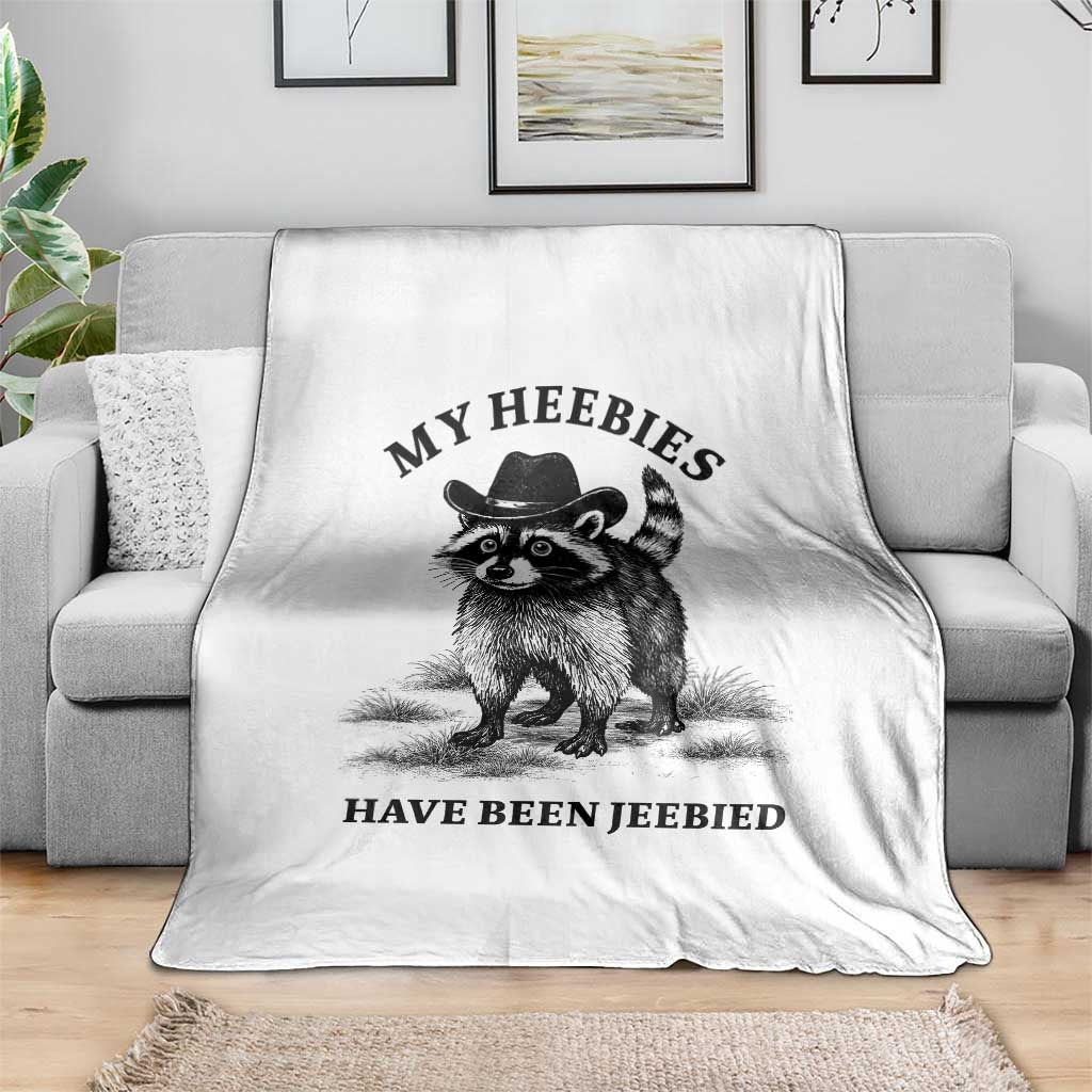 Funny Cowboy Raccoon Meme Throw Blanket My Heebies Have Been Jeebied TS14 Print Your Wear