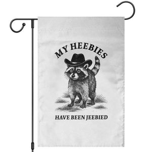 Funny Cowboy Raccoon Meme Garden Flag My Heebies Have Been Jeebied TS14 White Print Your Wear
