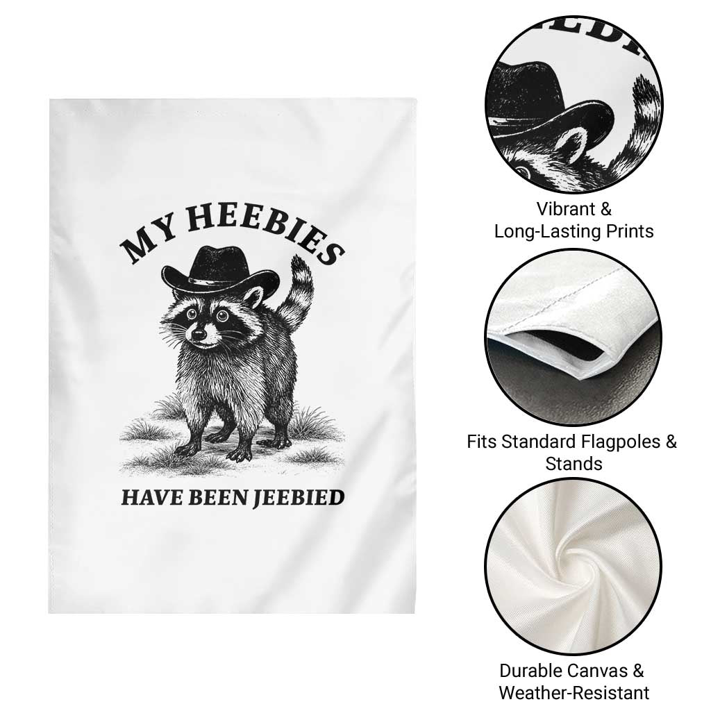 Funny Cowboy Raccoon Meme Garden Flag My Heebies Have Been Jeebied TS14 Print Your Wear