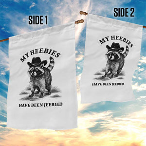 Funny Cowboy Raccoon Meme Garden Flag My Heebies Have Been Jeebied TS14 Print Your Wear
