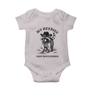 Funny Cowboy Raccoon Meme Baby Onesie My Heebies Have Been Jeebied TS14 Ice Gray Print Your Wear