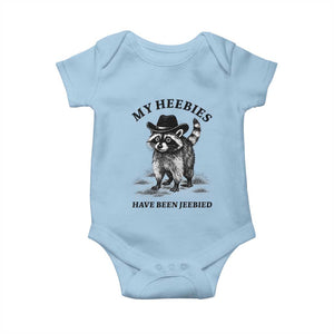 Funny Cowboy Raccoon Meme Baby Onesie My Heebies Have Been Jeebied TS14 Light Blue Print Your Wear