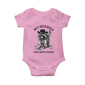 Funny Cowboy Raccoon Meme Baby Onesie My Heebies Have Been Jeebied TS14 Light Pink Print Your Wear