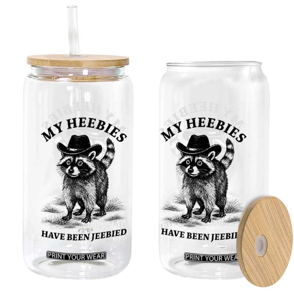 Funny Cowboy Raccoon Meme Glass Can My Heebies Have Been Jeebied TS14 Print Your Wear