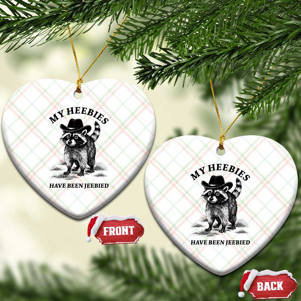 Funny Cowboy Raccoon Meme Ceramic Ornament My Heebies Have Been Jeebied TS14 Print Your Wear