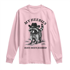Funny Cowboy Raccoon Meme Long Sleeve Shirt My Heebies Have Been Jeebied TS14 Light Pink Print Your Wear