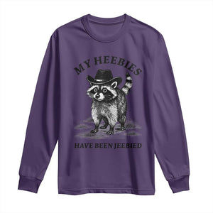 Funny Cowboy Raccoon Meme Long Sleeve Shirt My Heebies Have Been Jeebied TS14 Purple Print Your Wear