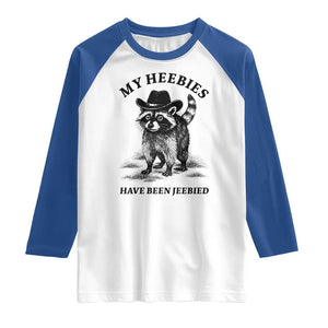 Funny Cowboy Raccoon Meme Raglan Shirt My Heebies Have Been Jeebied TS14 White Royal Print Your Wear