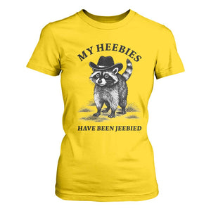 Funny Cowboy Raccoon Meme T Shirt For Women My Heebies Have Been Jeebied TS14 Daisy Print Your Wear