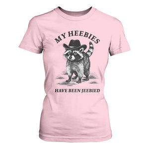 Funny Cowboy Raccoon Meme T Shirt For Women My Heebies Have Been Jeebied TS14 Light Pink Print Your Wear