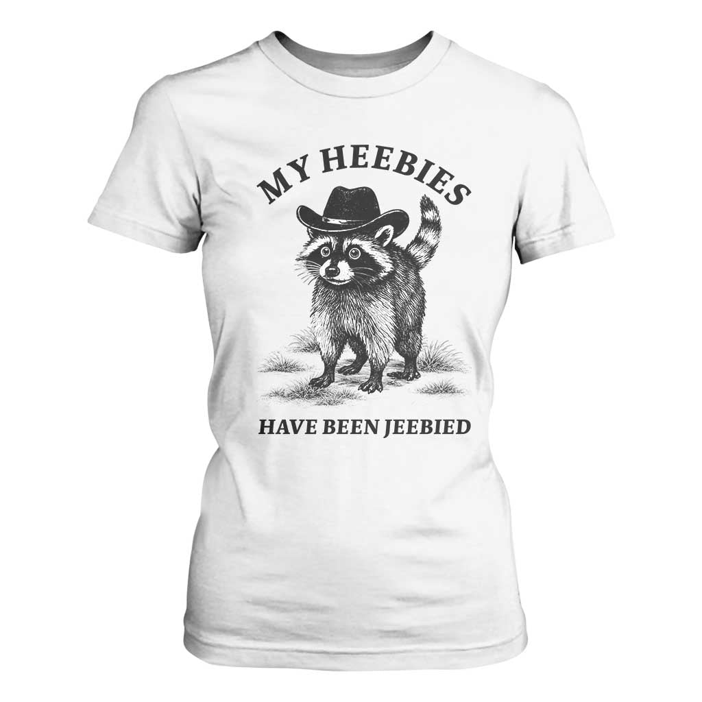 Funny Cowboy Raccoon Meme T Shirt For Women My Heebies Have Been Jeebied TS14 White Print Your Wear