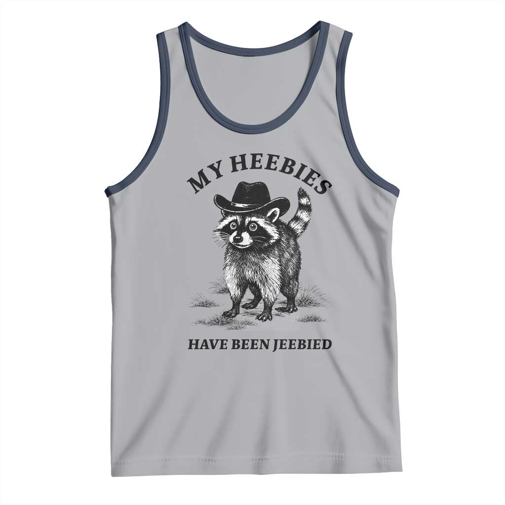Funny Cowboy Raccoon Meme Tank Top My Heebies Have Been Jeebied TS14 Athletic Heather Navy Print Your Wear