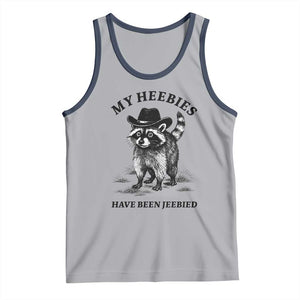 Funny Cowboy Raccoon Meme Tank Top My Heebies Have Been Jeebied TS14 Athletic Heather Navy Print Your Wear
