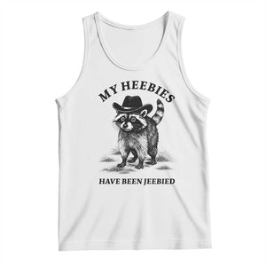 Funny Cowboy Raccoon Meme Tank Top My Heebies Have Been Jeebied TS14 White Print Your Wear