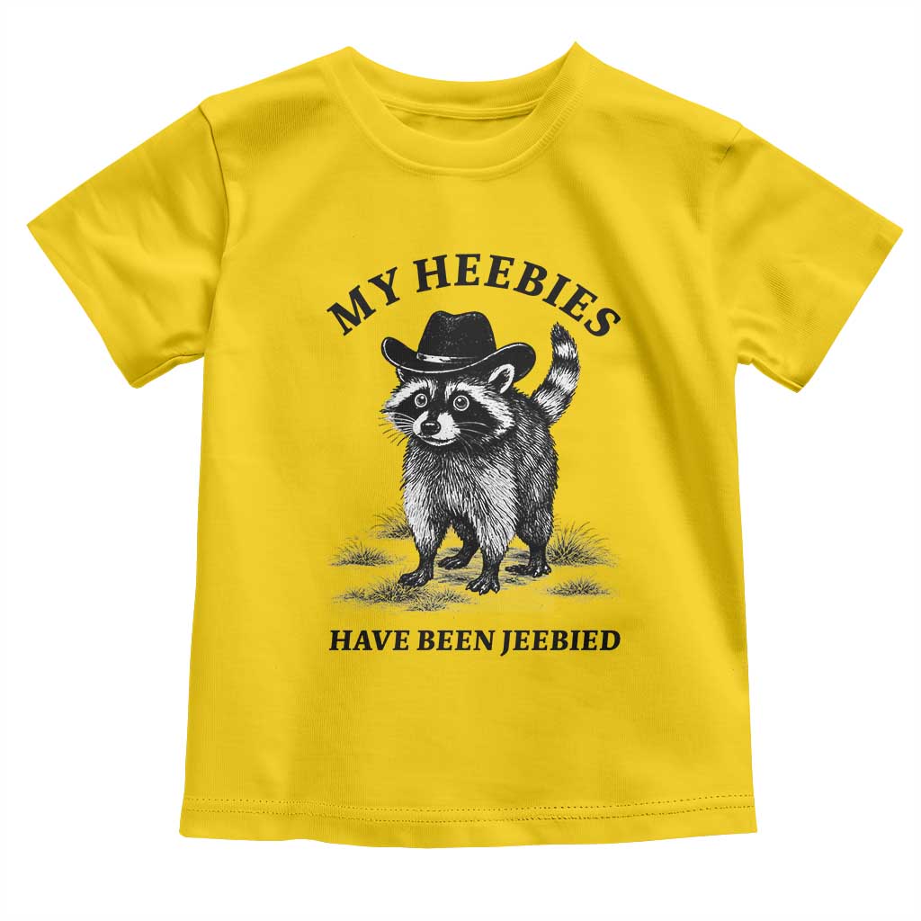 Funny Cowboy Raccoon Meme Toddler T Shirt My Heebies Have Been Jeebied TS14 Daisy Print Your Wear