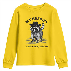 Funny Cowboy Raccoon Meme Youth Sweatshirt My Heebies Have Been Jeebied TS14 Daisy Print Your Wear