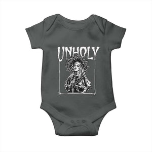 Unholy Nun Baby Onesie Funny Horror Unholy Nun Satan Baphomet Gothic TS14 Dark Heather Print Your Wear