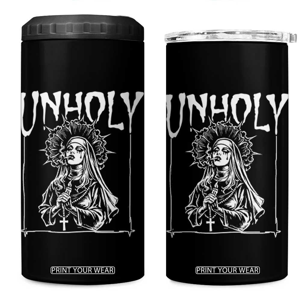 Unholy Nun 4 in 1 Can Cooler Tumbler Funny Horror Unholy Nun Satan Baphomet Gothic TS14 One Size: 16 oz Black Print Your Wear