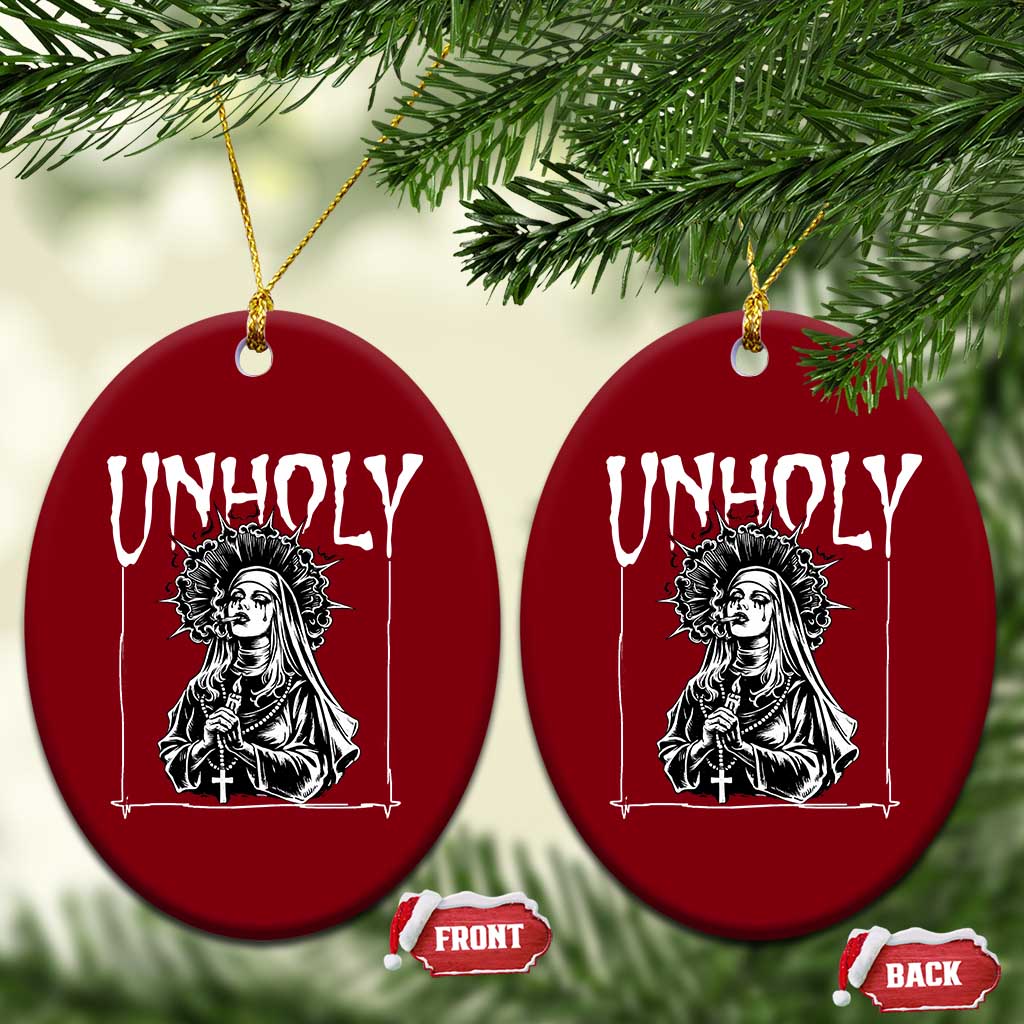 Unholy Nun Ceramic Ornament Funny Horror Unholy Nun Satan Baphomet Gothic TS14 Print Your Wear