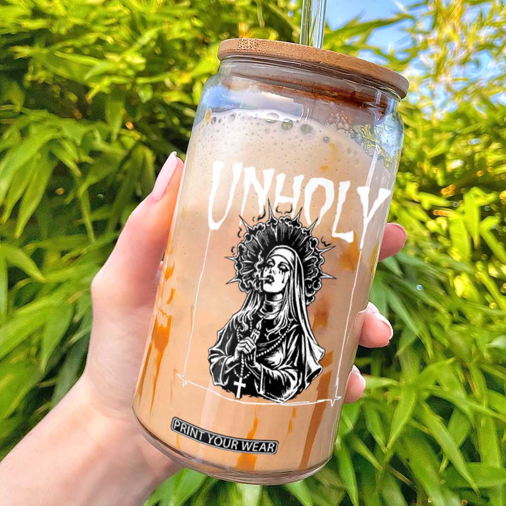 Unholy Nun Glass Can Funny Horror Unholy Nun Satan Baphomet Gothic TS14 Black Print Your Wear