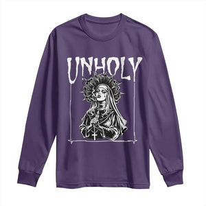 Unholy Nun Long Sleeve Shirt Funny Horror Unholy Nun Satan Baphomet Gothic TS14 Purple Print Your Wear
