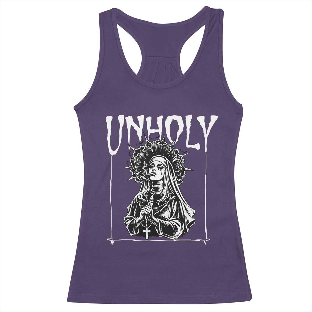 Unholy Nun Racerback Tank Top Funny Horror Unholy Nun Satan Baphomet Gothic TS14 Purple Print Your Wear